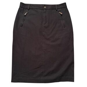 Vintage Lauren Ralph Lauren Brown Pencil Skirt Leather Zipper Pocket Size 8